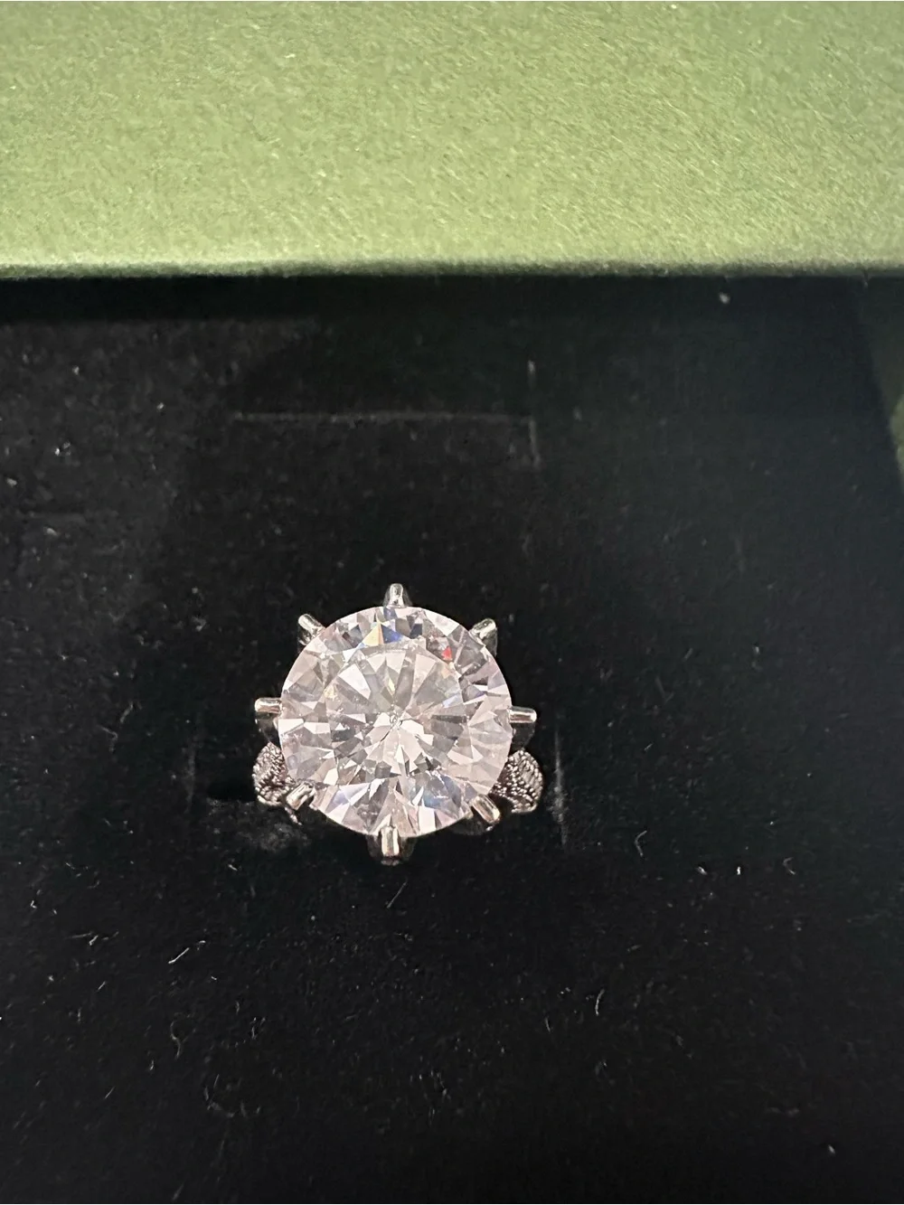 Round Solitaire Crystal Ring in Silver - Best Wishes